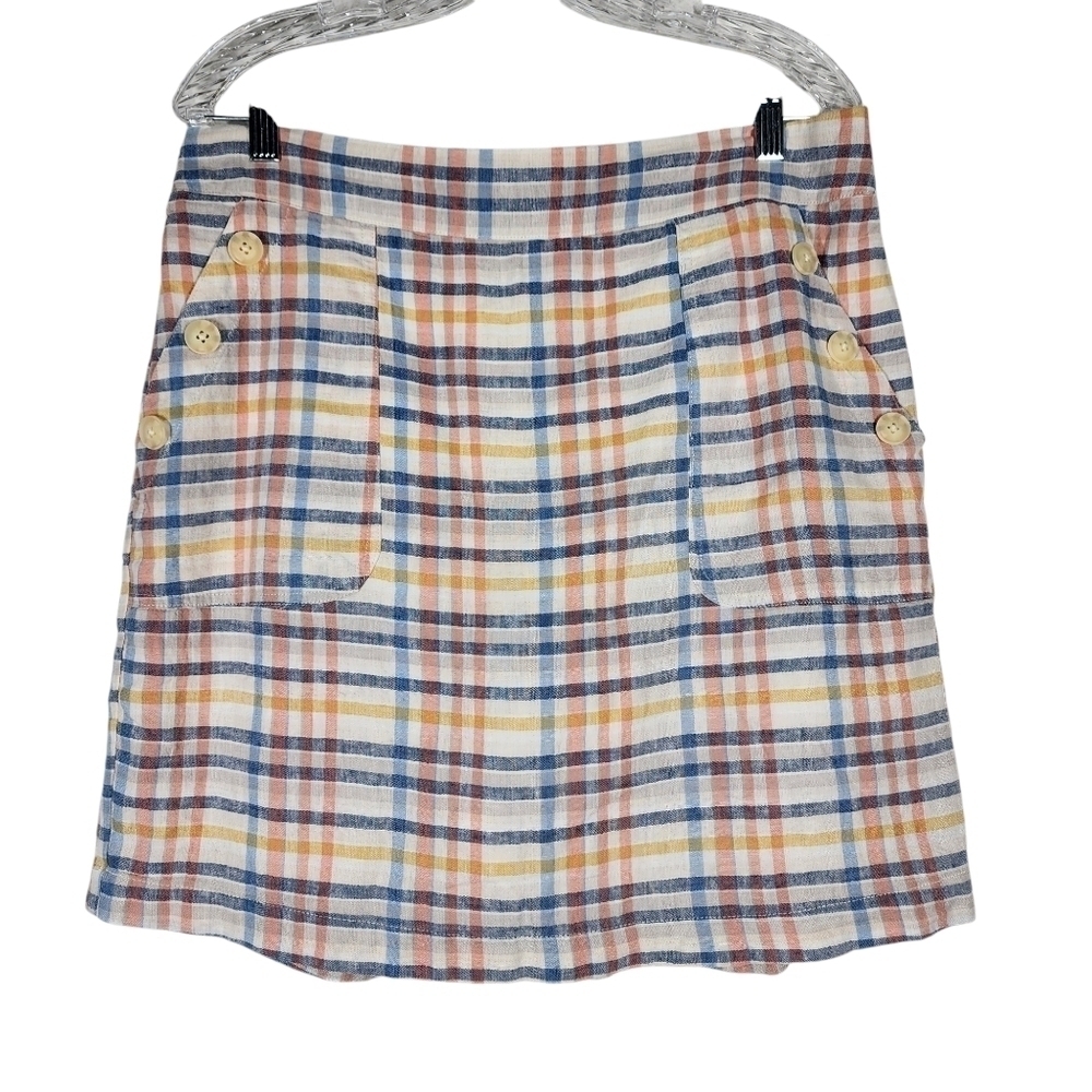CATO LINEN BLEND PLAID ATHLETIC SKORT
